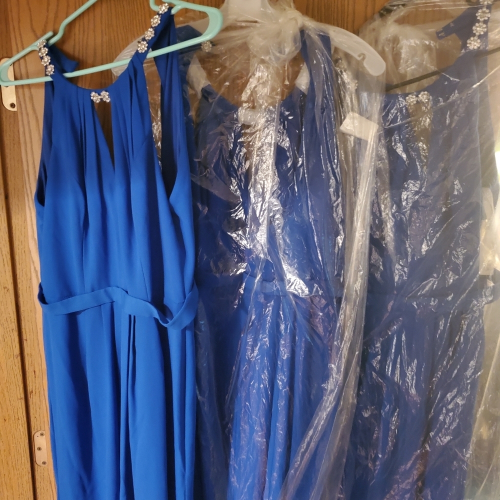 David's Bridal Blue Bridesmaid Dress